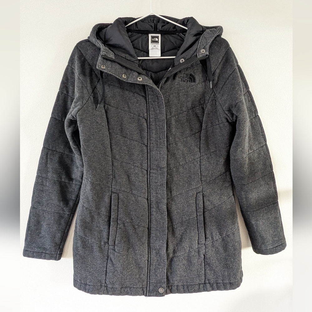 The North Face Gray Quilted Zip Parka Jacket Women's M
